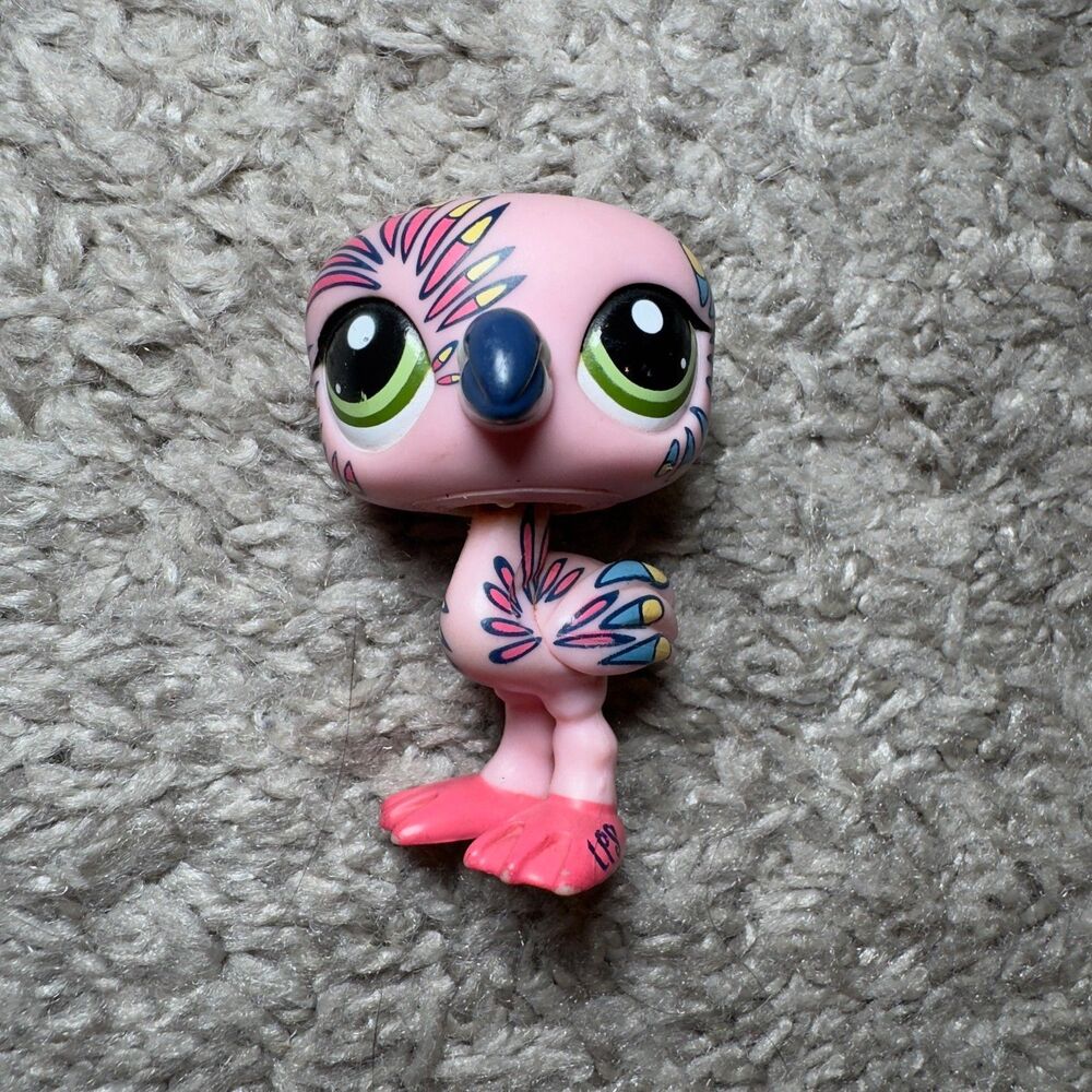 Littlest Pet Shop Postcard Pets Flamingo #1438 LPS Pink Toy Authentic Hasbro